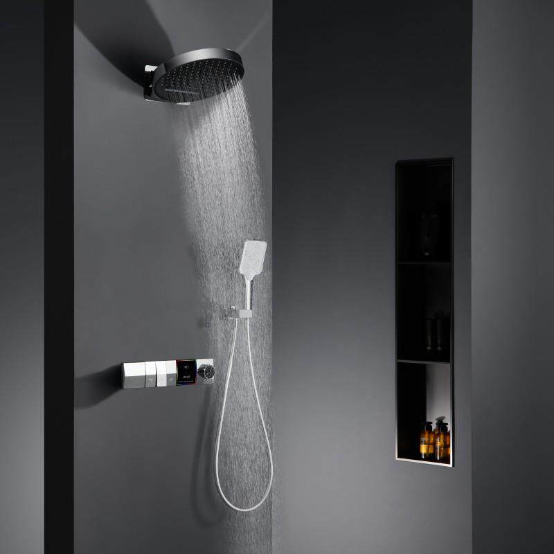 新款直销伊品全铜恒温花洒套装浴室嵌入墙式隐藏式暗装瀑布数显按