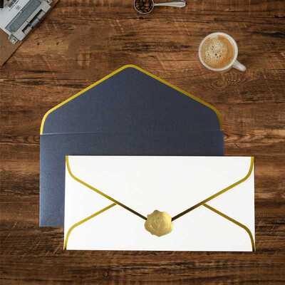 新款直销个性创意10号金边商务信封鼠尾草绿信封多种颜色尺寸烫金