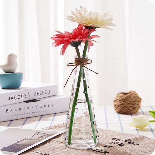 新款直销透明玻璃花瓶桌面文艺插花瓶简约清新小花瓶干花花瓶锥形