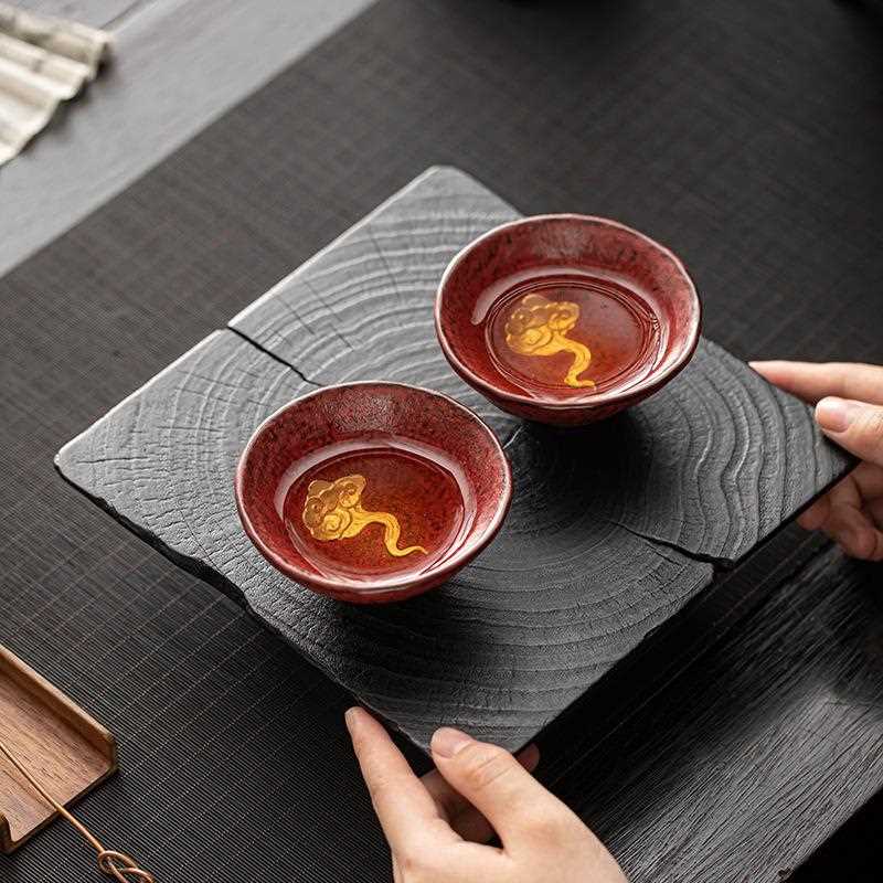 新款直销莲生吉祥鎏银对杯祥云陶瓷茶杯主人杯品茗杯套装商务伴手