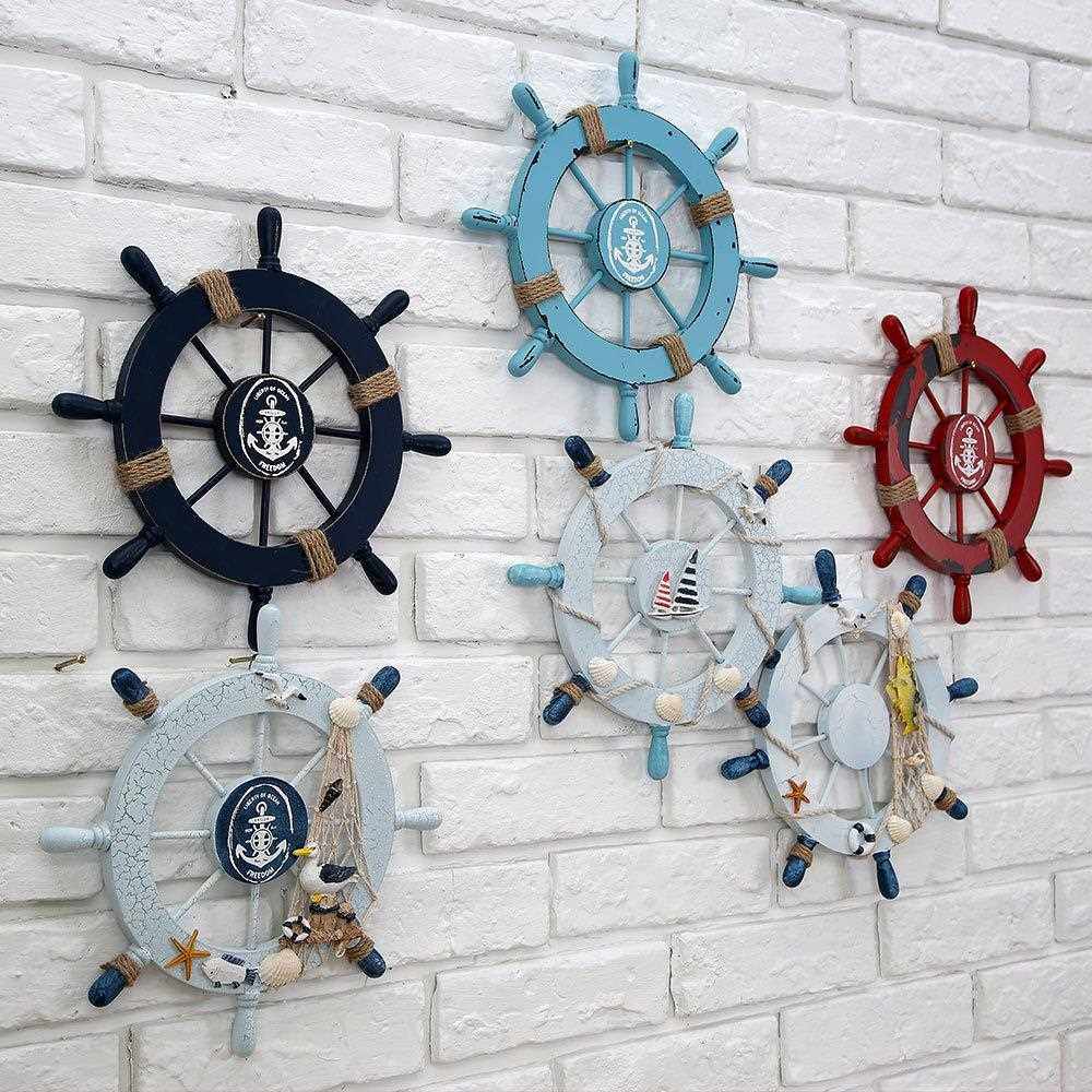 新款直销5ZW欧式地中海墙面船舵装饰品挂件餐厅挂饰墙饰复古客厅