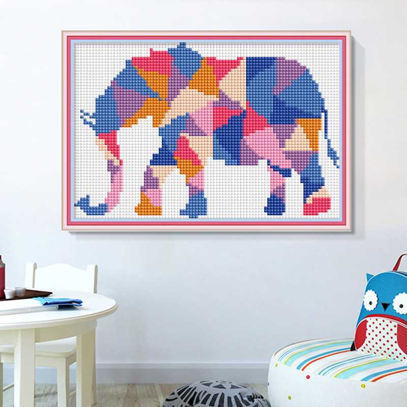新款直销外贸NKF新款钻石画动物系列七巧象diy满钻贴画小幅卧室装