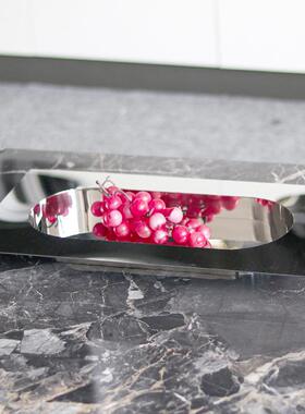 新款直销现代创意不锈钢干果零食水果盘碟轻奢风客厅茶几家居桌面