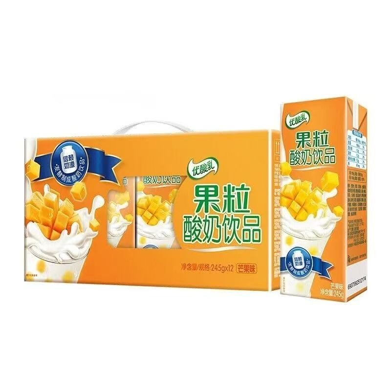 【2月到期】伊利果粒优酸乳草莓黄桃芒果牛奶整箱含乳饮品245g*12