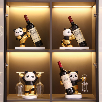 熊猫红酒架酒柜装饰品摆件轻奢高档客厅2024新款电视柜办公室高级