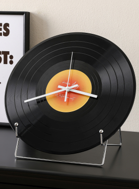 黑胶唱片时钟摆件客厅卧室钟表