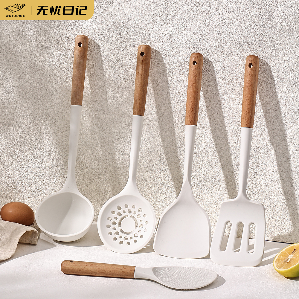 无忧日记硅胶厨具套装全套家用炒菜锅铲汤勺子组合炊具厨具五件套