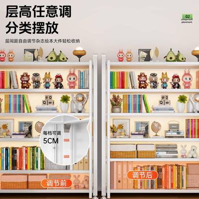 家用钢制书柜架门儿童书架落地客厅带展柜子置MLG-DKMS示物防尘储