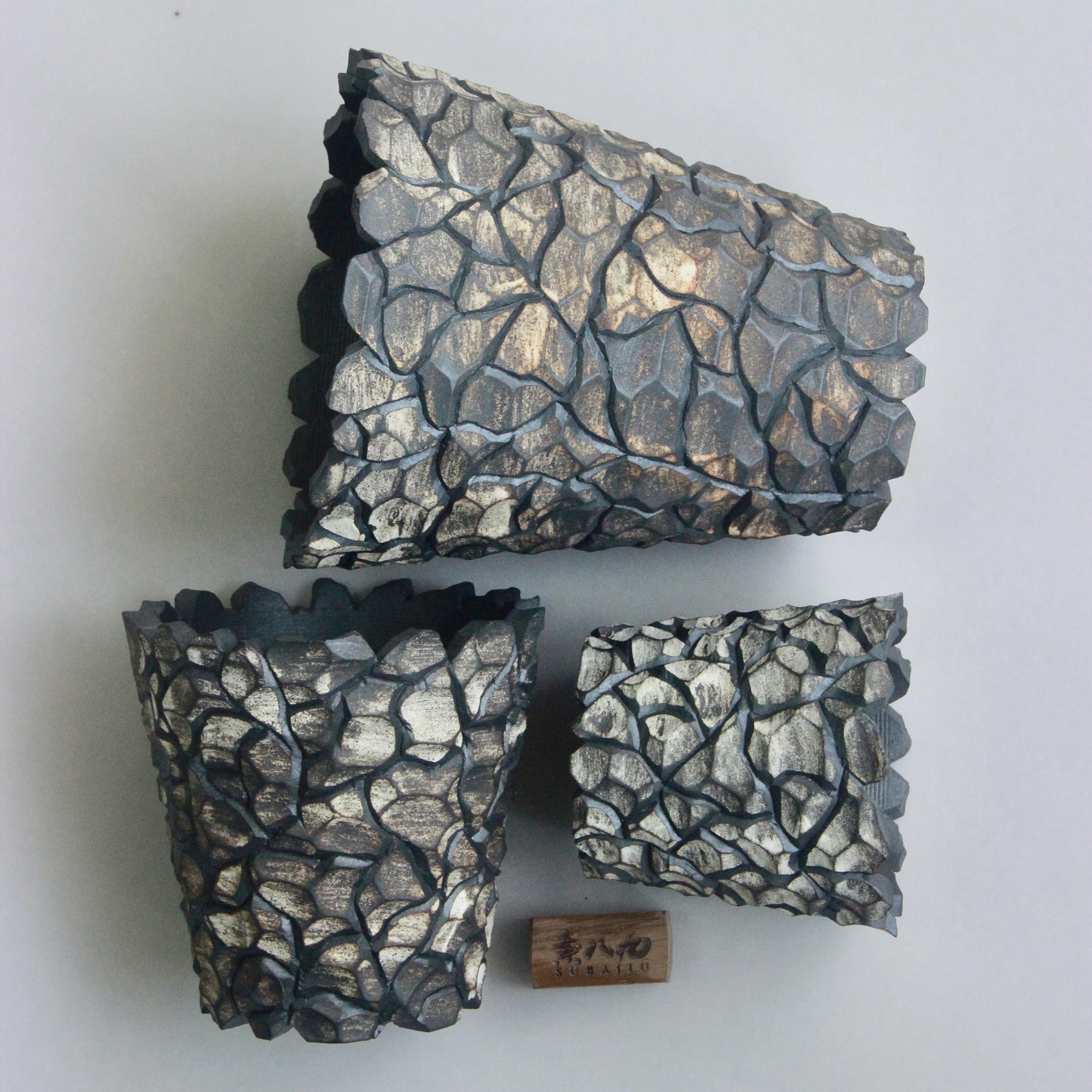 日式复古诧寂风釉手工块根花盆