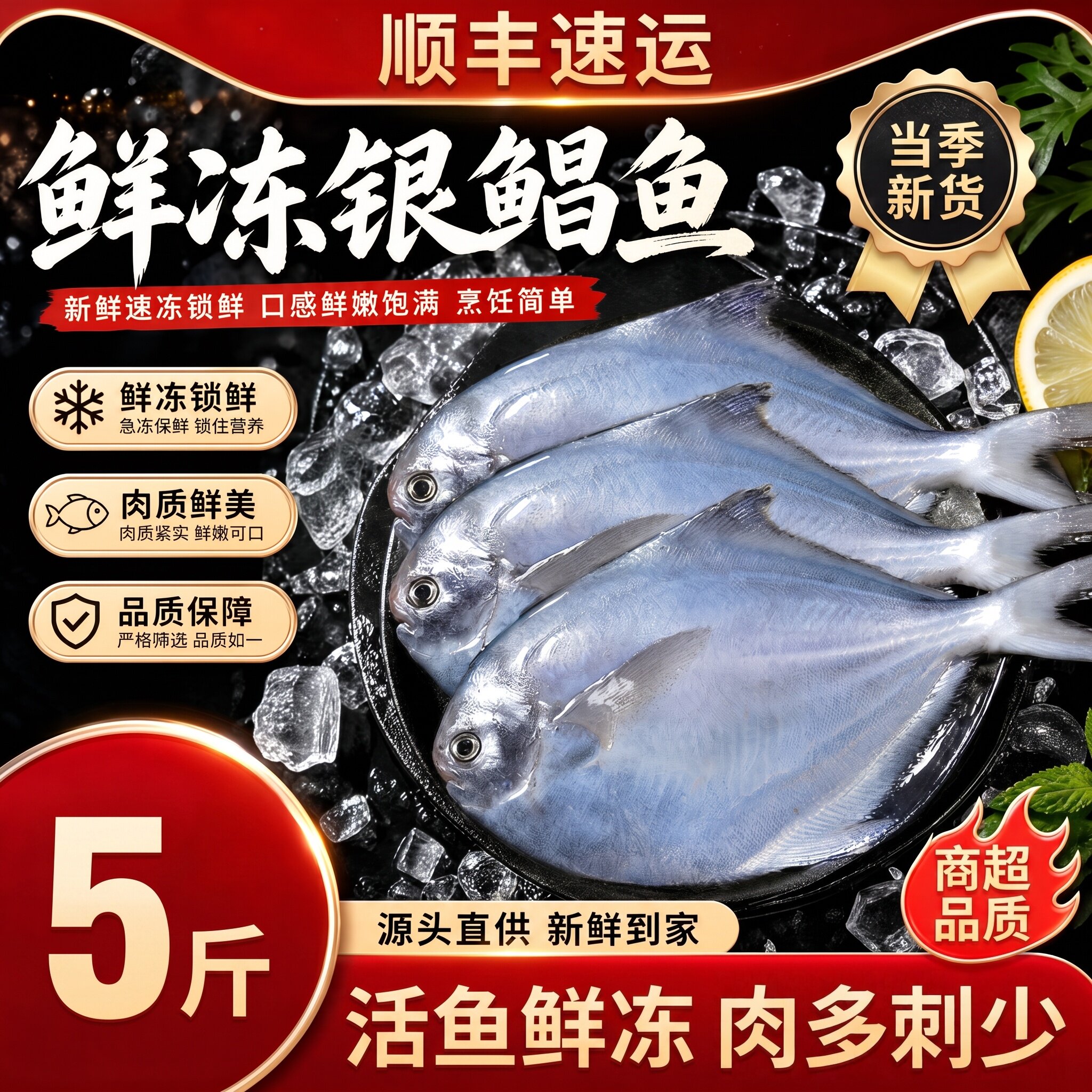 鲜冻海捕整条银鲳平鱼