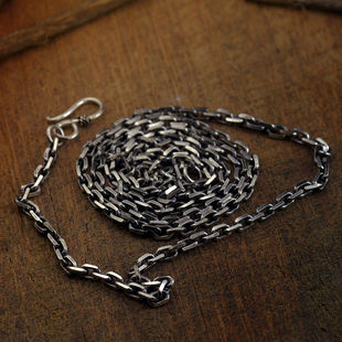 链 5mm做旧复古泰银锁骨项链男女款 925纯银 3mm太角链