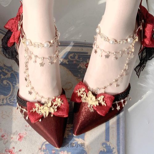 红色花嫁高跟鞋Lolita