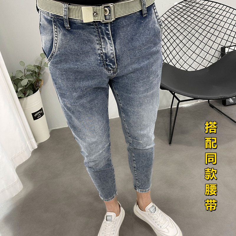 牛仔裤潮牌弹力哈伦裤修身小脚裤