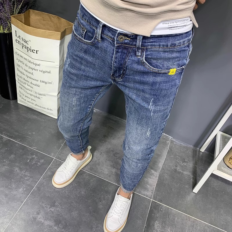 男士紧身牛仔裤修身型小脚休闲裤