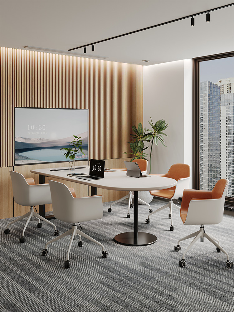 吉赠现代极简实木创意白色办公室小型会议桌长条洽谈桌轻奢高级感,商业/办公家具,会议桌,淘宝优惠券,粉丝福利购,淘宝优惠卷