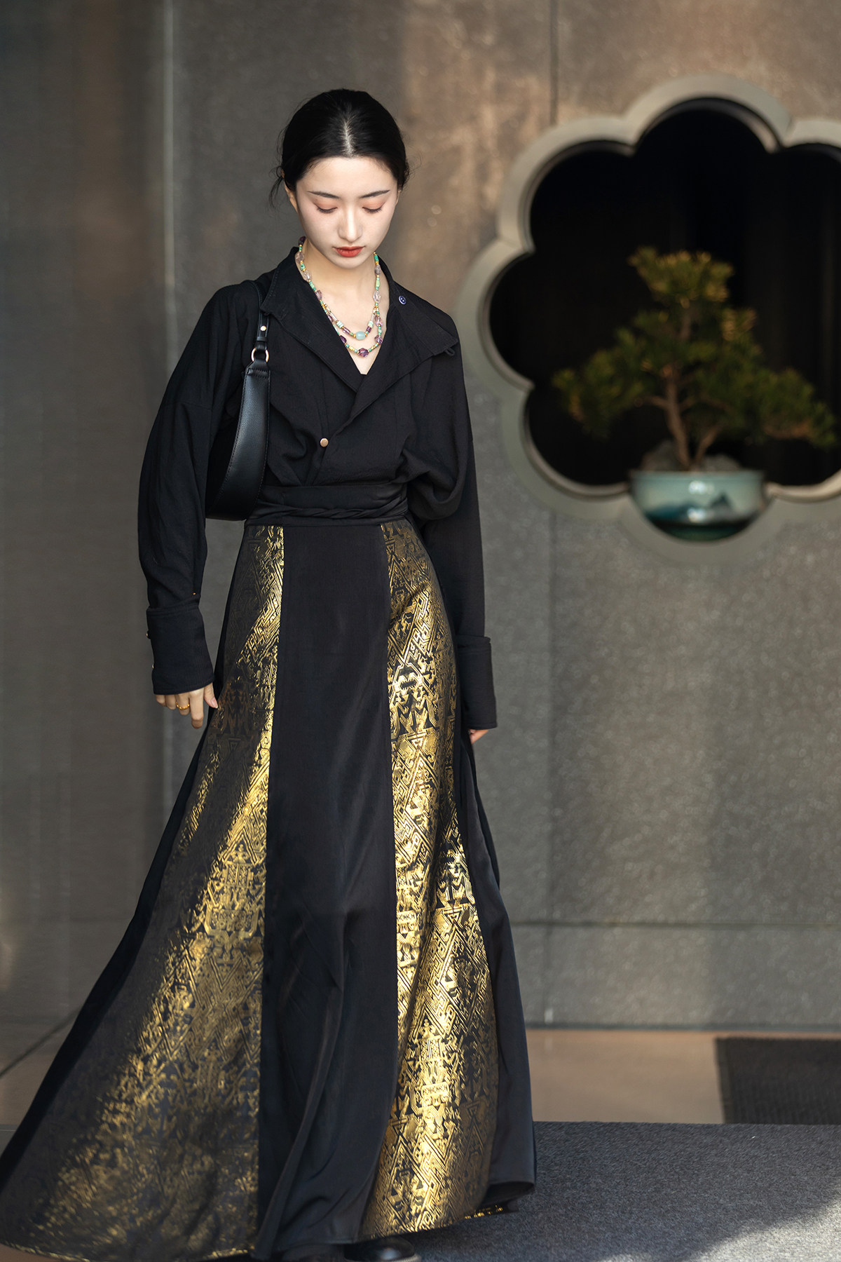 萃CUI写意国风-织金交窬裙九片裙汉元素新中式