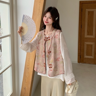 提花马甲 衬衫 两件套2C057 P235 新中式 8006 K378 首发