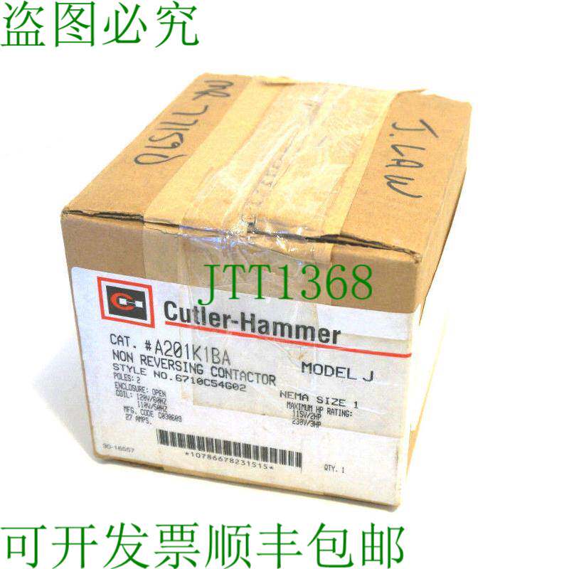 原装供应CUTLER HAMMER A201K1BA 非烧烤接触器 SER.J