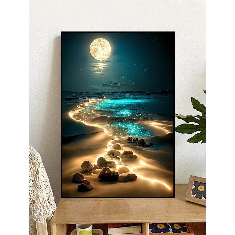 2025新款5d钻石画高级感唯美月亮风景5d点贴钻十字绣客厅卧室满钻,居家布艺,钻石绣,淘宝优惠券,粉丝福利购,淘宝优惠卷