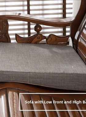 低前高后沙发垫老式红色实木联邦椅弯坡座垫加厚防滑高密度海绵