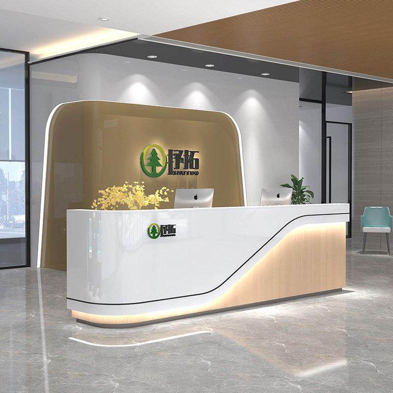 公司烤漆前台接待台圆形美容院吧台白色收银柜台现代简约服务台定,商业/办公家具,前台/柜台,淘宝优惠券,粉丝福利购,淘宝优惠卷