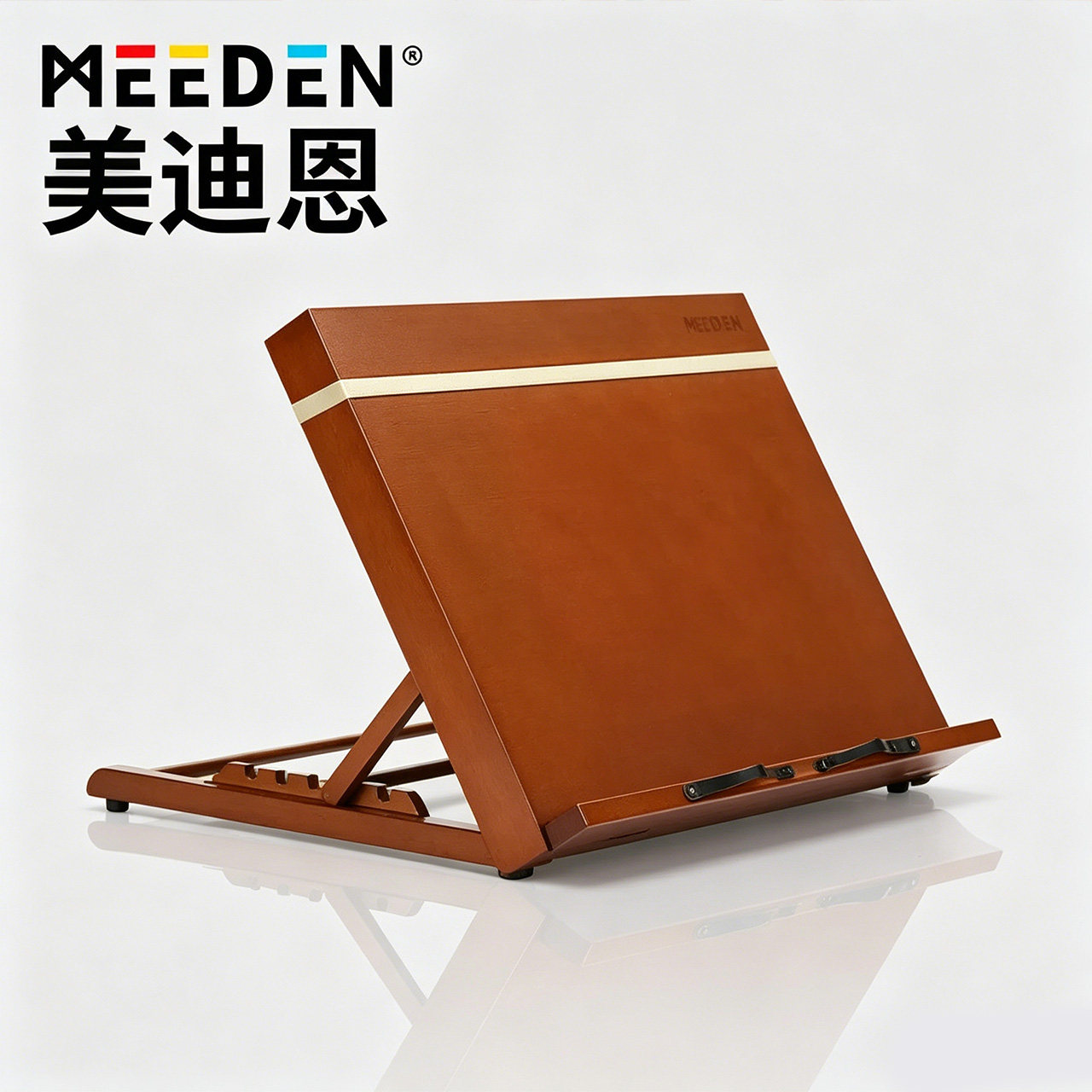 MEEDEN美迪恩桌面台式胡桃色画板架素描写生水彩折叠三合一油画架
