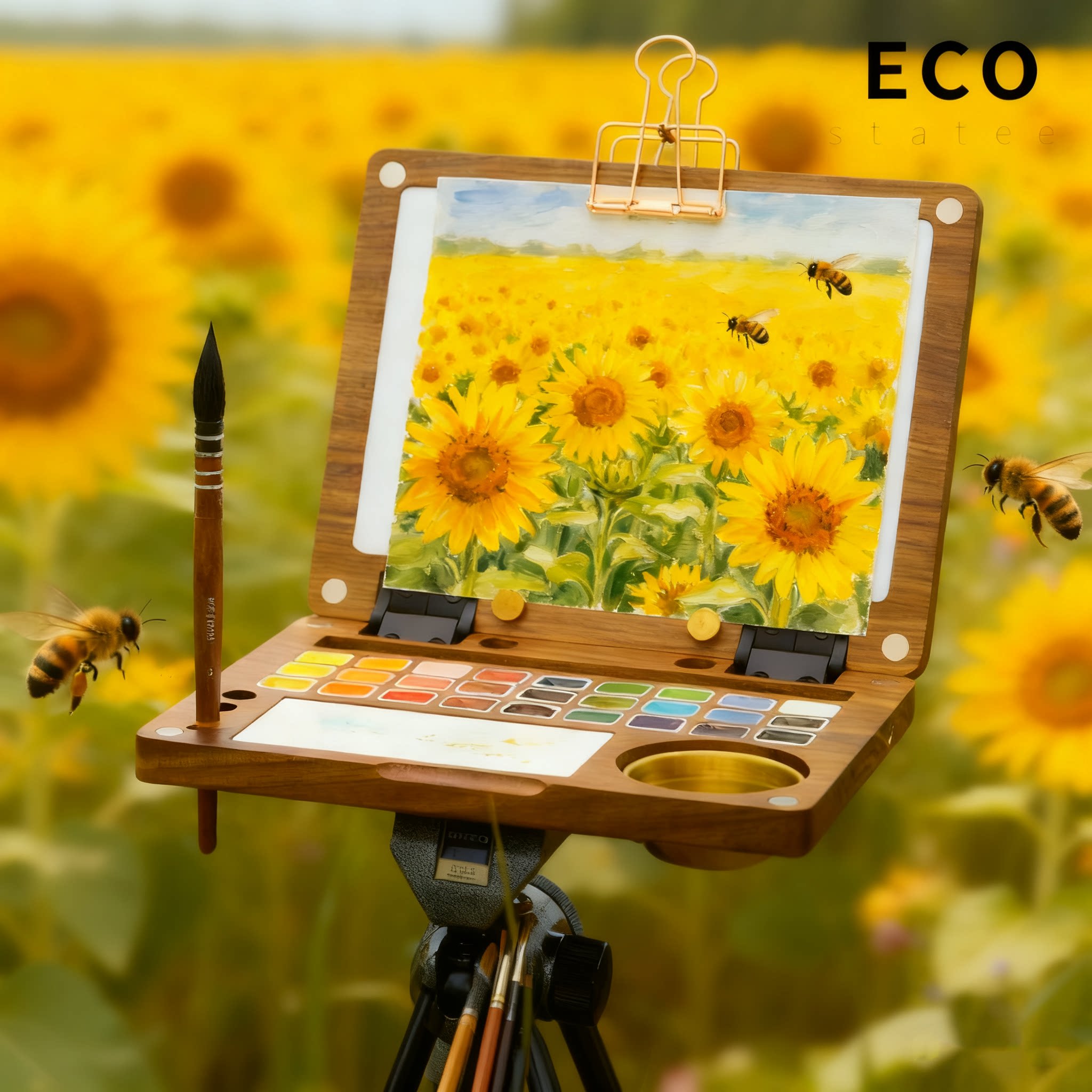 ECO专业美术生写生便携式两用油画箱画架画室工作手提水彩调色盘