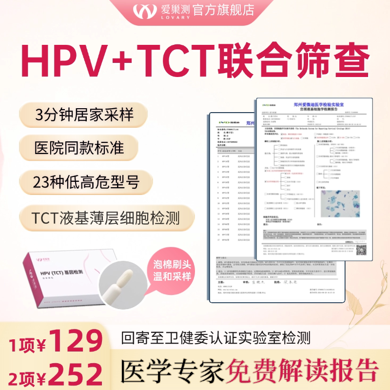 hpv23分型TCT女男基因检测自检试纸体检四合一口腔肛门宫颈病毒