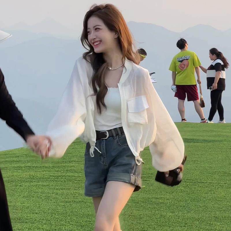 短款防晒衣女夏季薄款外套新款2026年韩系流行小个子薄纱外穿上衣