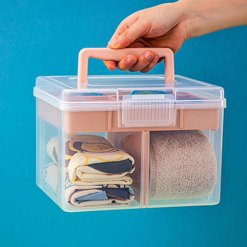 结实大号箱子游泳箱收纳盒手提防水男女干湿分离透明美甲店工具箱