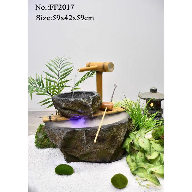 中式复古禅意流水摆件循环水餐厅酒店会所足浴店面庭院绿植造景松