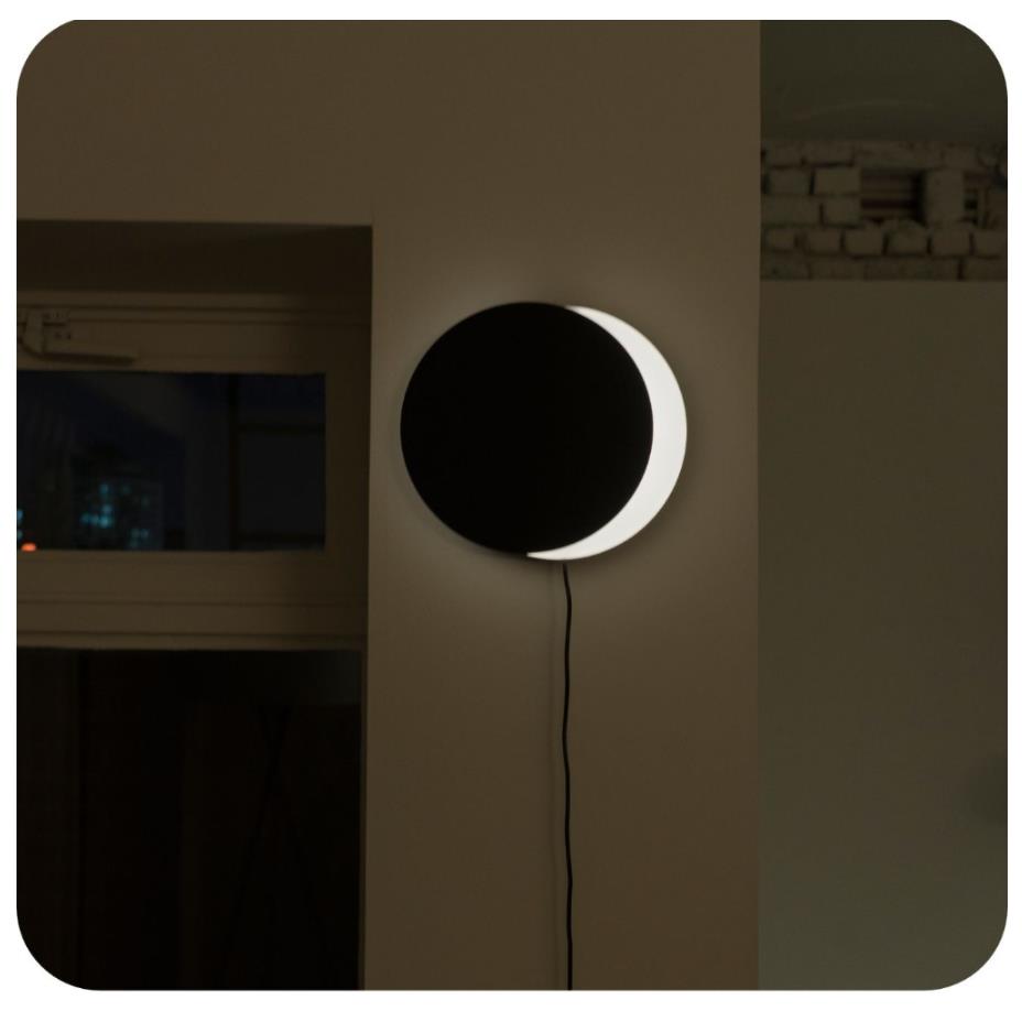 ins创意月亮过道床头简约背景墙个性LED可旋转小壁灯插电带开关