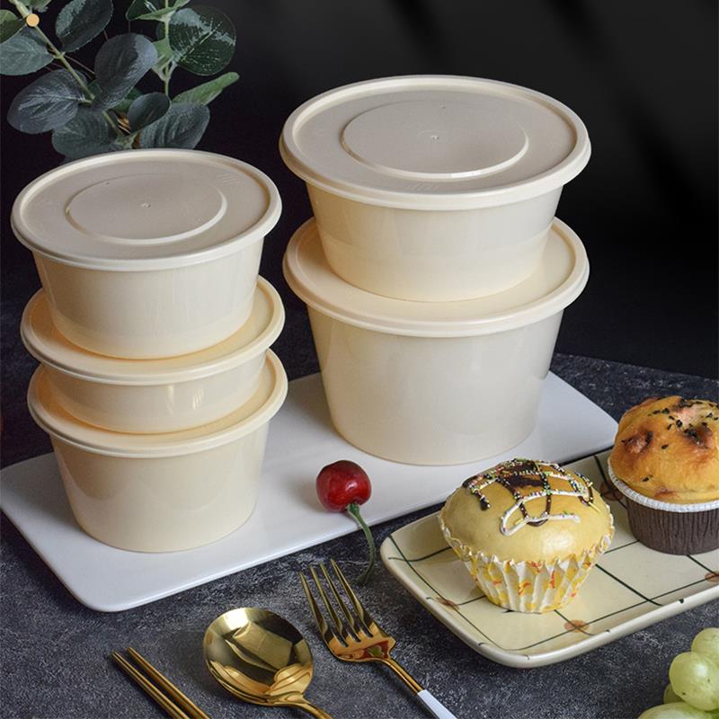 一次性餐盒可降解打包盒加厚圆形750ML饭盒可印刷外卖打包碗汤碗