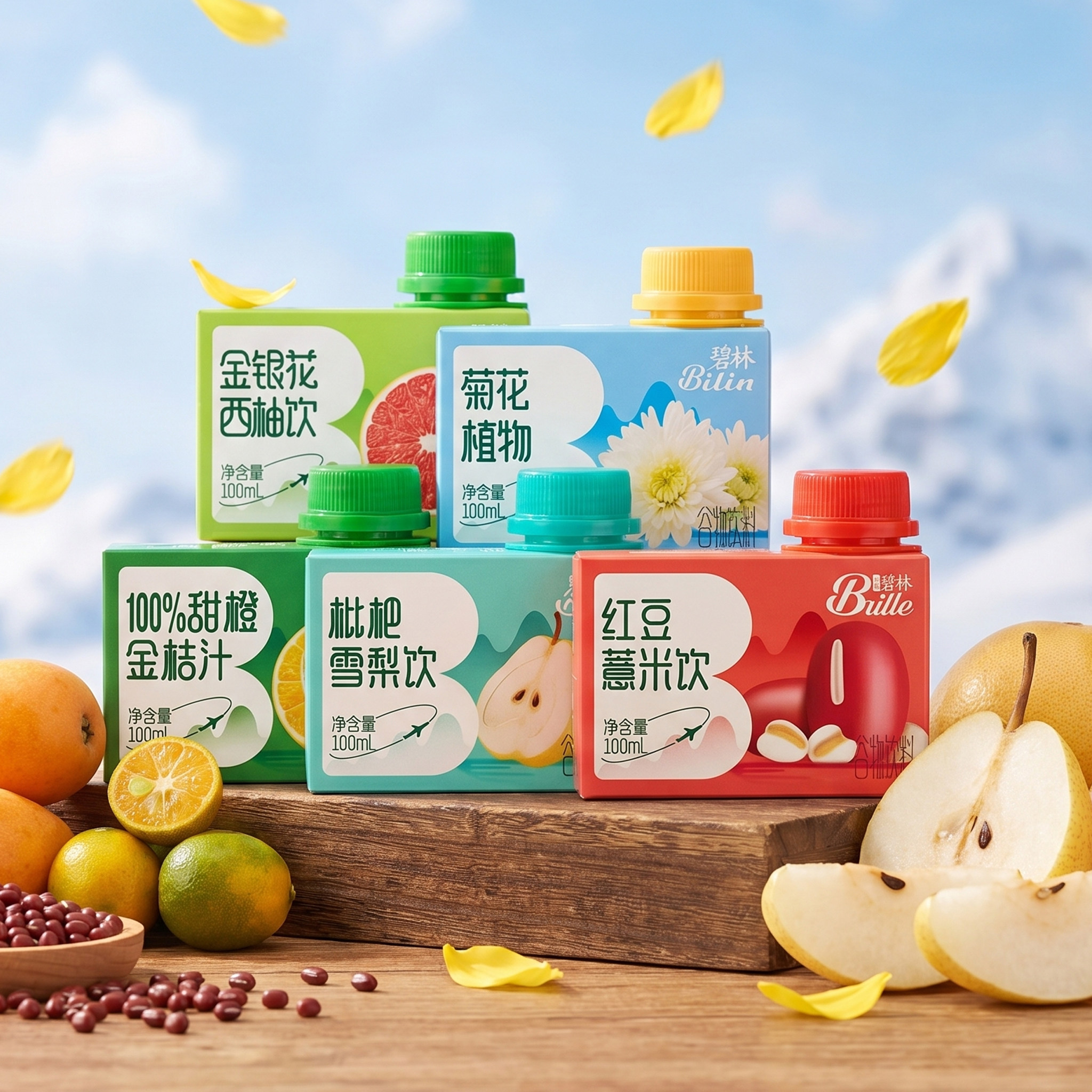 碧林果汁枇杷雪梨红豆薏米金银花西柚养生饮料100ml*24瓶植物饮品