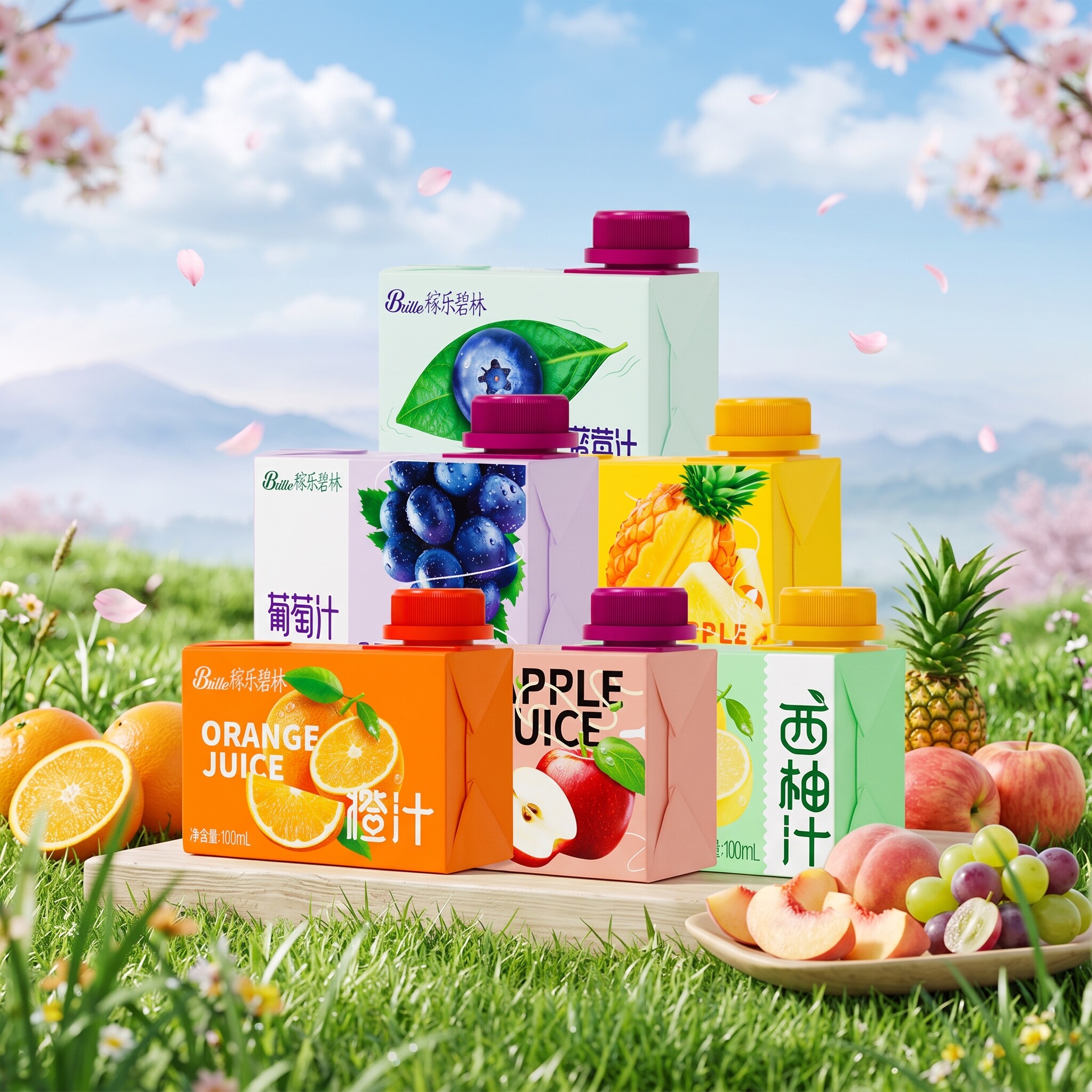 稼乐碧林果汁100mL*24盒100%果汁无添加系列橙汁菠萝汁葡萄汁盒装