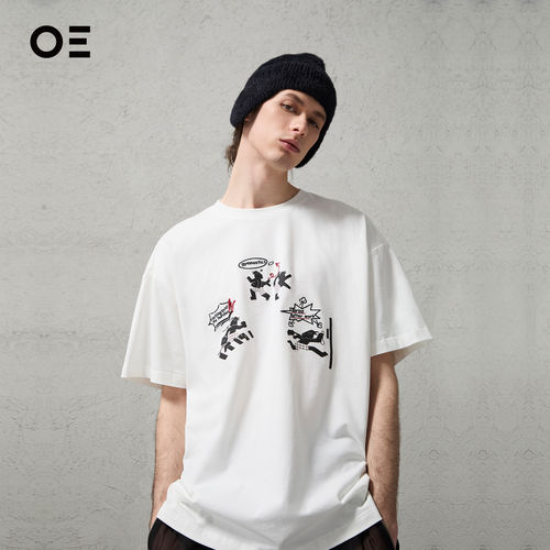 ORGANICEMOTION紧密棉双纱印花情侣款短袖T恤OE【明星同款】
