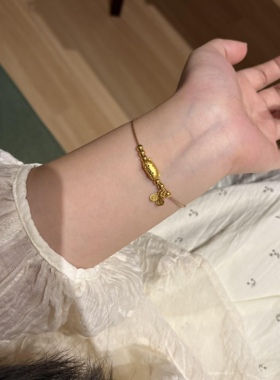 黄金足金999法棍猫咪萌宠转运珠手串手链礼物送女友老婆七夕礼物