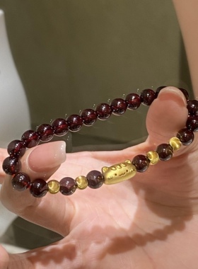 黄金足金999法棍猫咪萌宠转运珠手串手链礼物送女友老婆七夕礼物