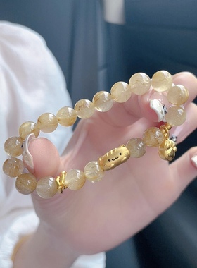 黄金足金999法棍猫咪萌宠转运珠手串手链礼物送女友老婆七夕礼物