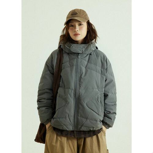 GoodNorth松弛感弧形连帽羽绒服男女冬季加厚保暖抗寒白鸭绒外套