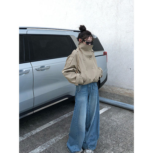 陈佳楠NNS Ac*e25秋季新款英伦风 设计感立领短款韩系风衣外套女