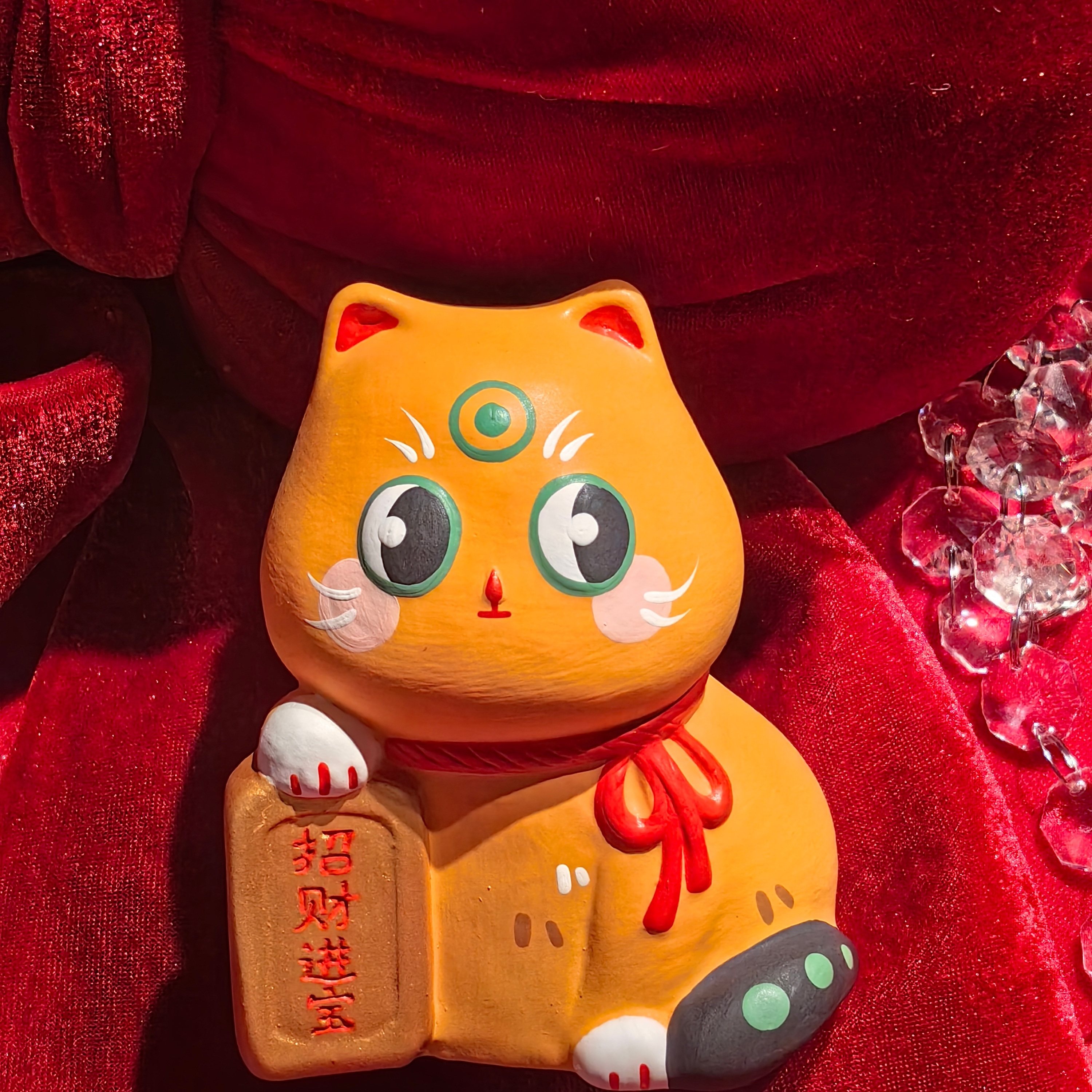 无锡惠山泥人《招财进宝》手工蚕猫泥塑可爱摆件创新小礼物送人,家居饰品,装饰摆件,淘宝优惠券,粉丝福利购,淘宝优惠卷