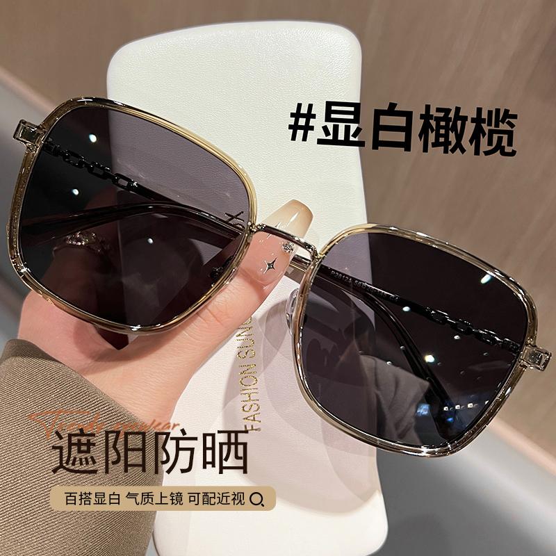 韩系ins风超轻大框墨镜女高级感防紫外线大脸显瘦潮流近视太阳镜