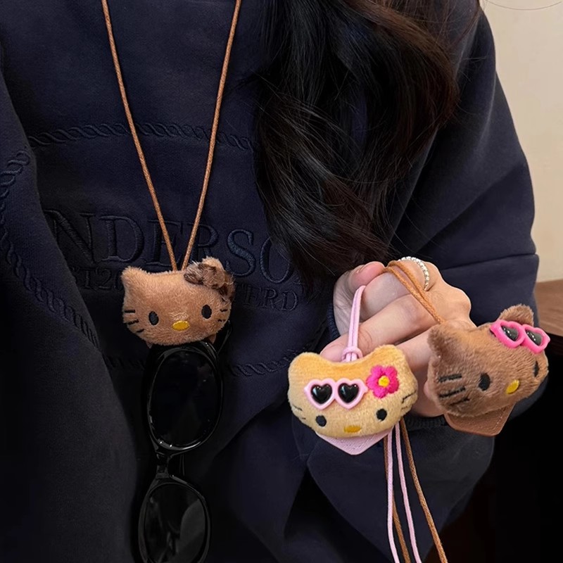 可爱猫咪挂脖眼镜夹挂链女款