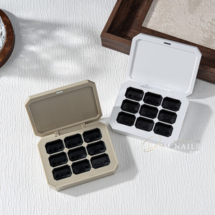 爆款美甲分装盒彩绘胶拍拍胶收纳盒凹盖九宫格盒子绘画颜料分装盘