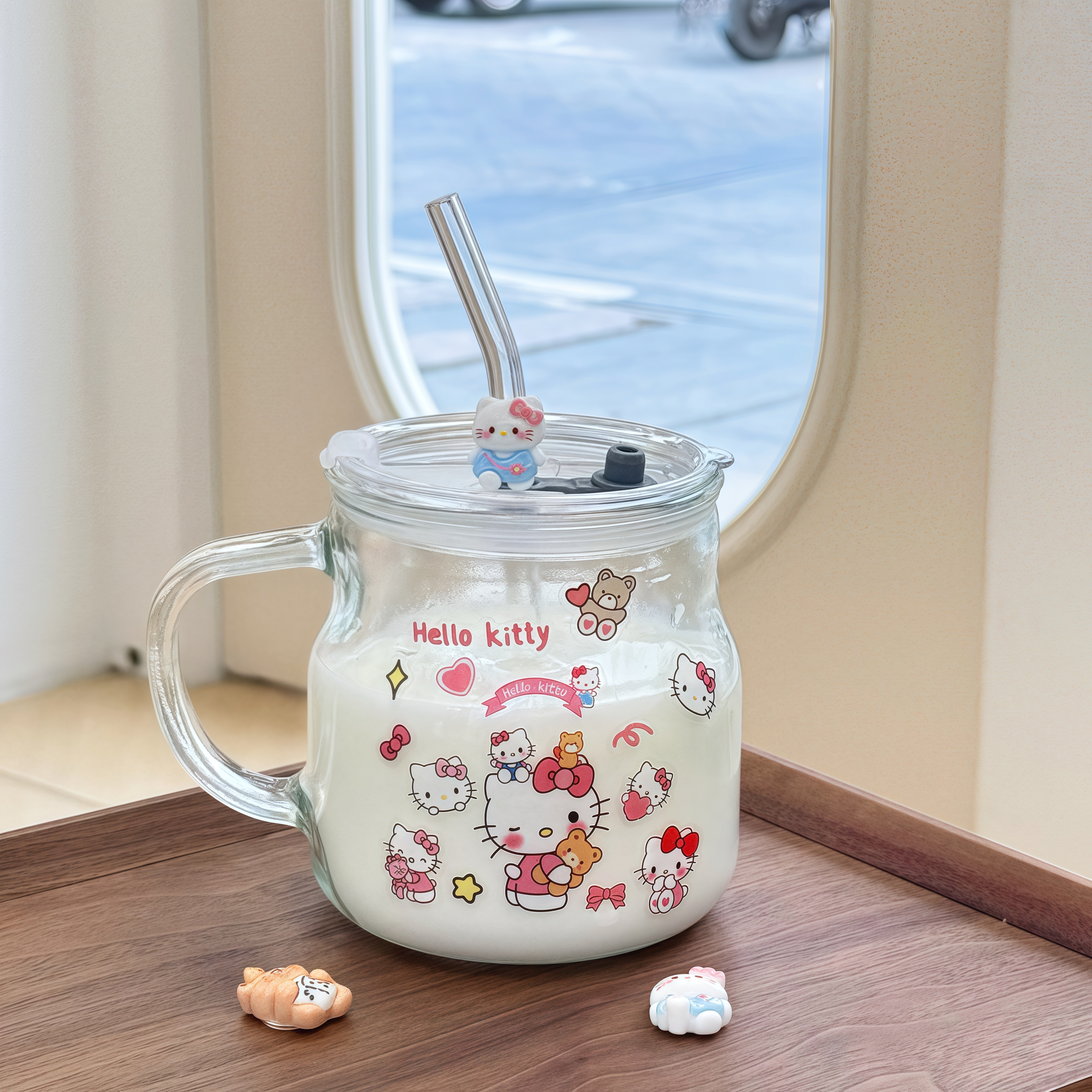 ins耐热玻璃杯带把手果汁汽水饮品早餐杯牛奶燕麦冷饮墩墩杯