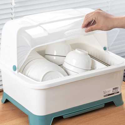 厨房装碗筷收纳盒盘子沥水碗柜家用放碗碟餐具带盖收纳箱置物架子