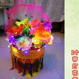 扭秧歌舞蹈挑花篮回娘家红扁担花篮节日喜婚庆典红社火表演出道具