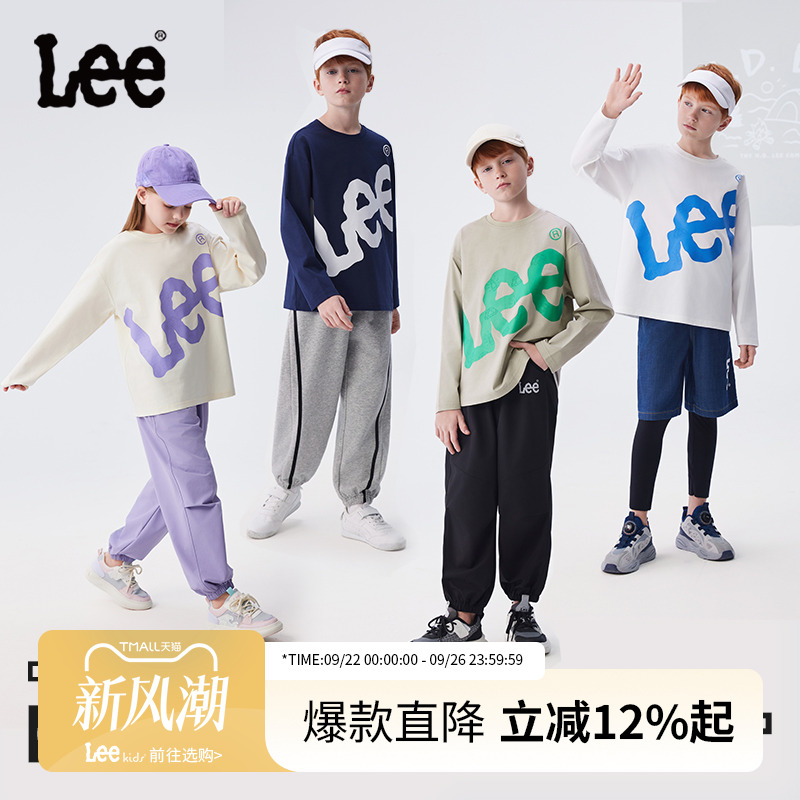 Lee童装美式高街字母印花长袖t恤