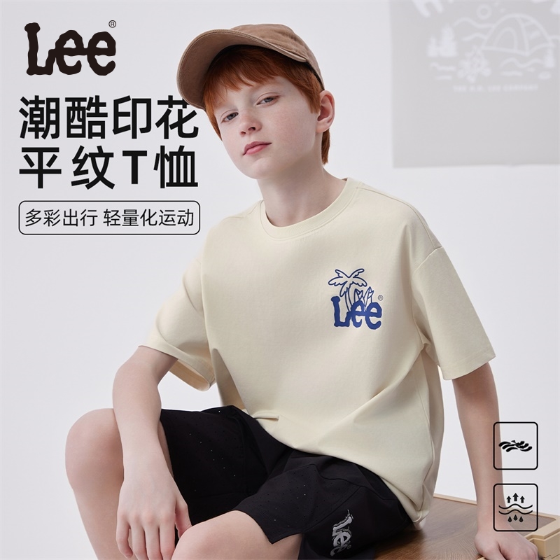 lee男女童装2025年新款夏季短袖T恤休闲小男孩衣服上衣薄款棉男生
